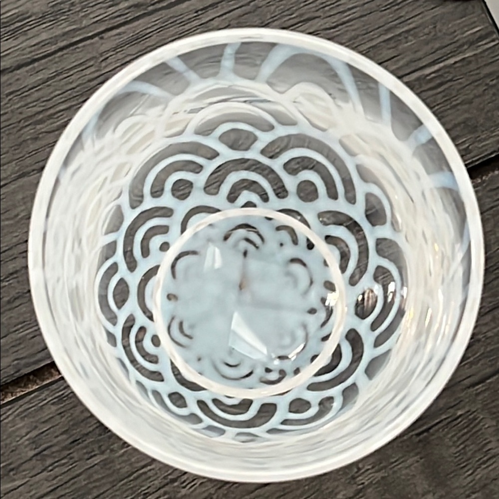 Taisho Roman Milk Glass Cold Tea Glass Cup "Nami" - Picture 4 of 9